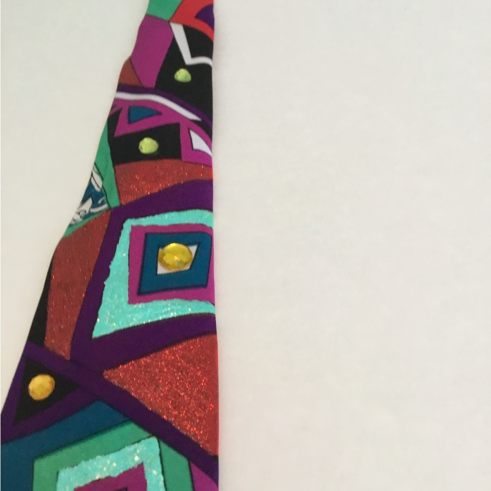 Multicolor Geometric Pattern Tie - Picture 7 of 14